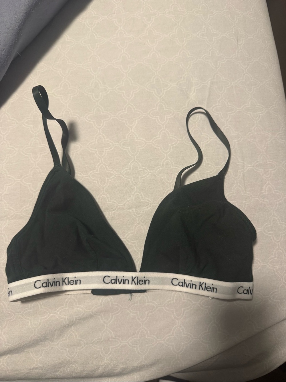 Calvin Klein Black Triangle Bralette with White Logo Band